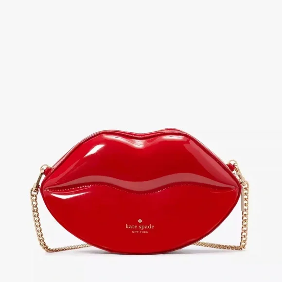 β οΈKate Spade 3D Lip π Mwah Valentine Chain Crossbody Bag, Canided Cherry Red - Picture 3 of 9